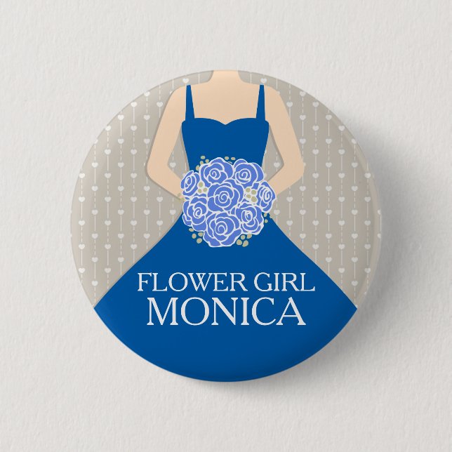 Flower girl royal blue dress named wedding pin (Front)