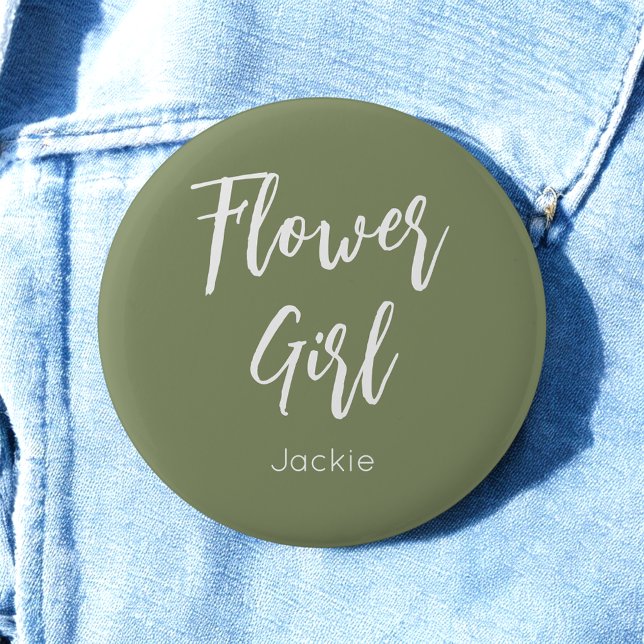 Flower Girl Sage Green White Wedding 6 Cm Round Badge (Creator Uploaded)