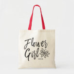 Flower Girl | Script Style Custom Wedding Tote Bag<br><div class="desc">Make your flower girl feel extra special with this custom canvas style personalised tote bag.

It features the words "Flower girl" in an elegant script style text. Underneath this is a spot for her name or initials.</div>