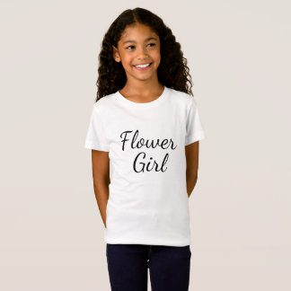 Flower Girl Script Typography on White T-Shirt