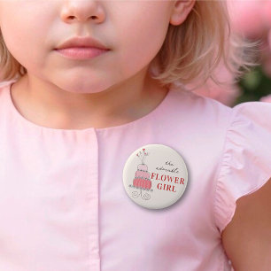 FLOWER GIRL Sweet Pink Chic Rehearsal Wedding Cake 6 Cm Round Badge