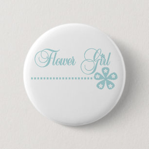 Flower Girl Teal Elegance 6 Cm Round Badge