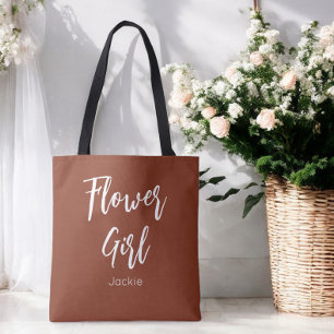Flower Girl Terracotta Brown Wedding Tote Bag