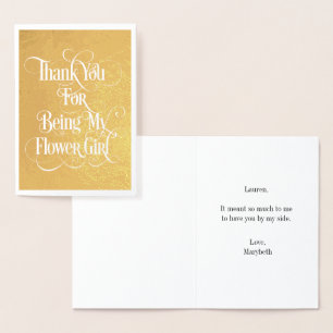 Flower Girl Thank You Gold Foil Card