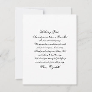 Flower Girl Thank You Script Poem Card