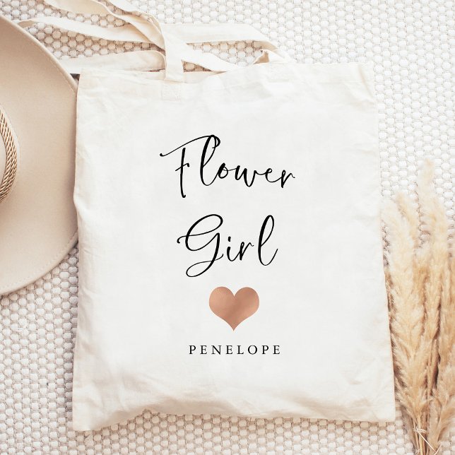 Flower Girl | Trendy Script and Heart Tote Bag (Creator Uploaded)