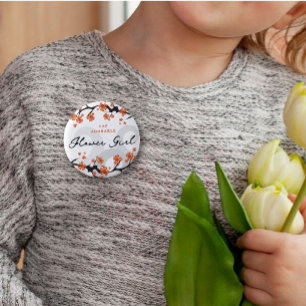 FLOWER GIRL Tropical Flowers Swirls Chic Wedding 6 Cm Round Badge