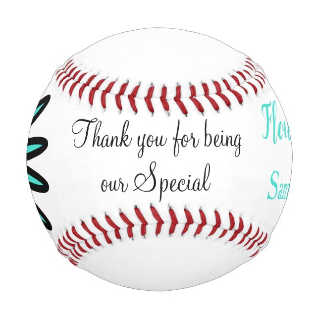 Flower Girl Turquoise Flower Baseball (Front)