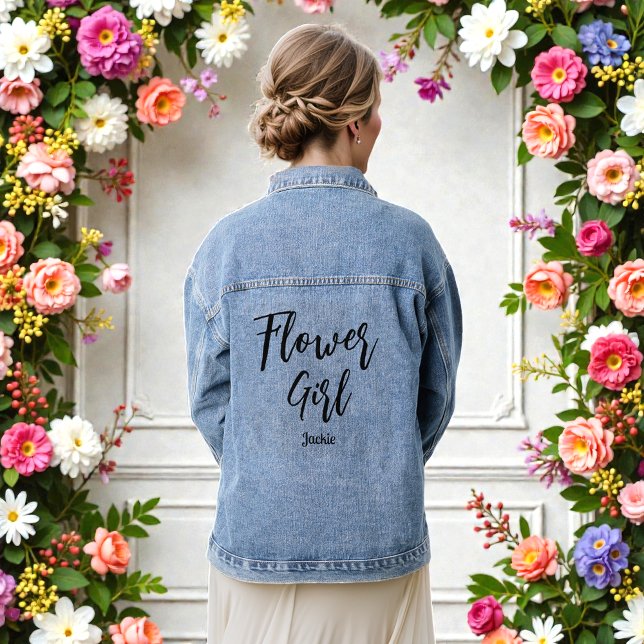 Flower Girl Wedding Bridal Shower Denim Jacket (Creator Uploaded)