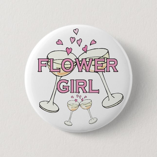Flower Girl Wedding ID Button (Front)