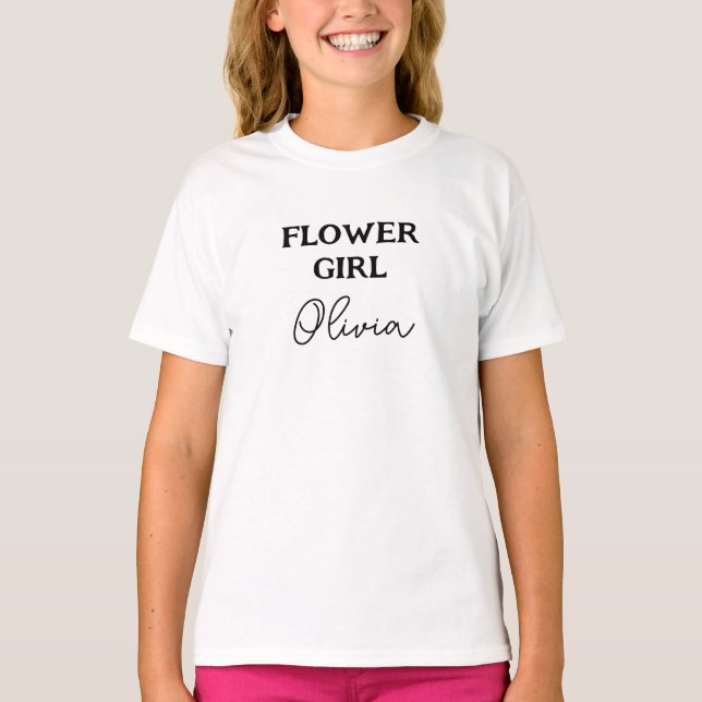 Flower Girl White Personalised T-Shirt (Front)