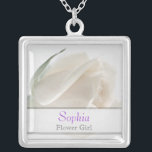 Flower Girl - White Rose Wedding Necklace<br><div class="desc">White Rose Wedding Necklace -- Flower Girl -- Bridesmaids and Wedding Attendants gift. Perfect way to say thank you to the Bridal Party -- lovely white rose for your attendants to wear so everyone will know she's remembered and appreciated on this special day. Easily customise the name or personalise it...</div>