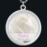 Flower Girl - White Rose Wedding Necklace<br><div class="desc">White Rose Wedding Necklace -- Flower Girl -- Bridesmaids and Wedding Attendants gift. Perfect way to say thank you to the Bridal Party -- lovely white rose for your attendants to wear so everyone will know she's remembered and appreciated on this special day. Easily customise the name or personalise it...</div>