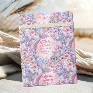 Flower Glitter Mermaid Tail 4th Birthday Wrapping Paper