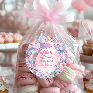 Flower Glitter Mermaid Tail 7th Birthday Classic Round Sticker