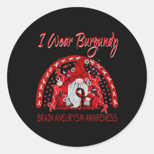 Flower Gnome Brain Aneurysm Awareness Classic Round Sticker
