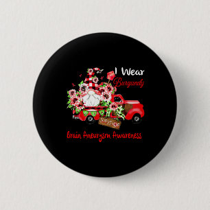 Flower Gnome Survivor Brain Aneurysm Awareness 6 Cm Round Badge