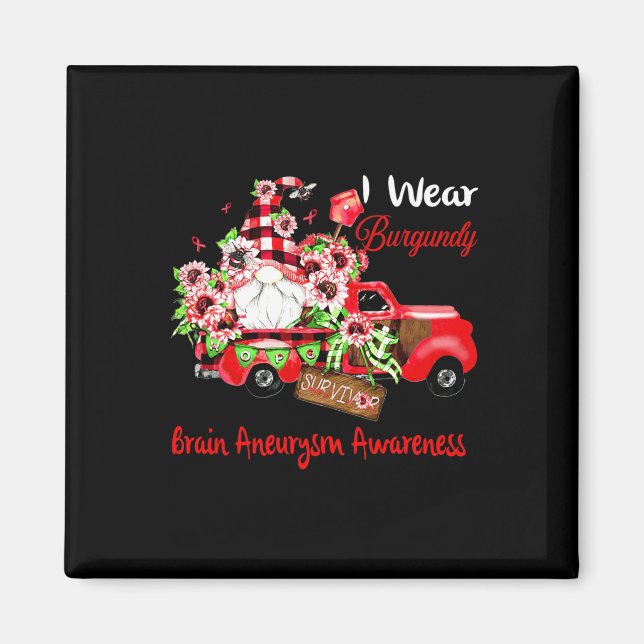 Flower Gnome Survivor Brain Aneurysm Awareness  Magnet (Front)