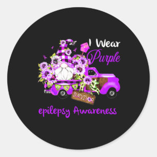 Flower Gnome Survivor Epilepsy Awareness  Classic Round Sticker