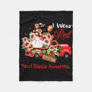 Flower Gnome Survivor Heart Disease Awareness Fleece Blanket
