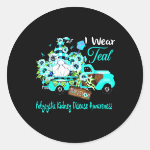 Flower Gnome Survivor Polycystic Kidney Disease Aw Classic Round Sticker