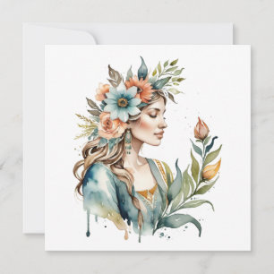 Flower Goddess Ostara Spring Equinox Sabbat Holiday Card