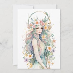 Flower Goddess Ostara Spring Equinox Sabbat Holiday Card