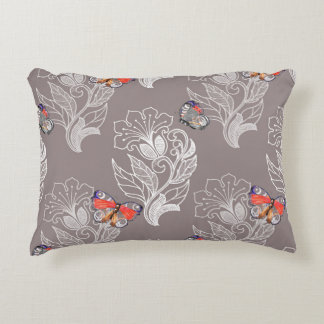 Flower graphic and butterfly, watercolor, pattern  decorative cushion