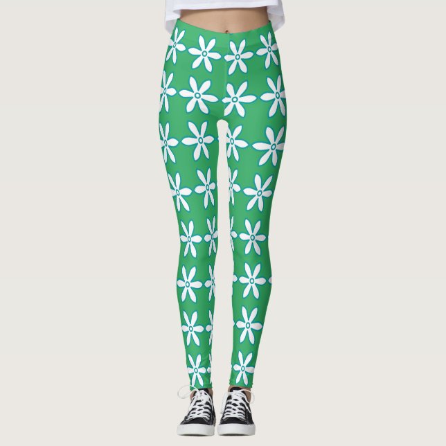 Flower Green Leggings (Front)