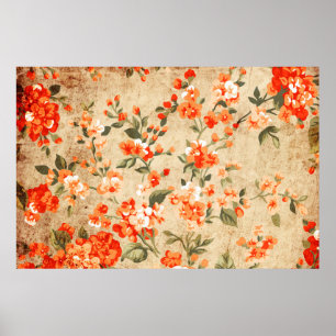Flower grunge art poster