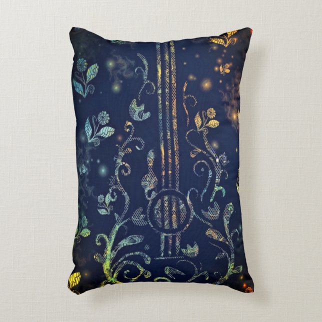 Flower Guitar Accent Pillow (Front(Vertical))