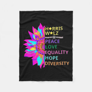 Flower Harris Wheimer 2024 Peace Love Equality Hop Fleece Blanket