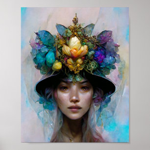 Flower Hat Fantasy Art Poster