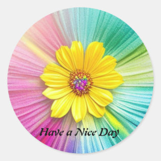 Flower Have A Nice Day Classic Round Sticker