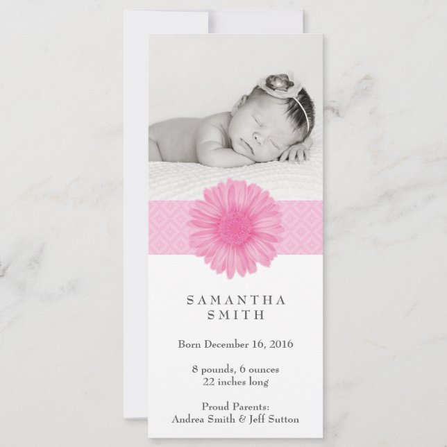 Flower Headband ı Birth announcement 4" x 9.25" (Front)