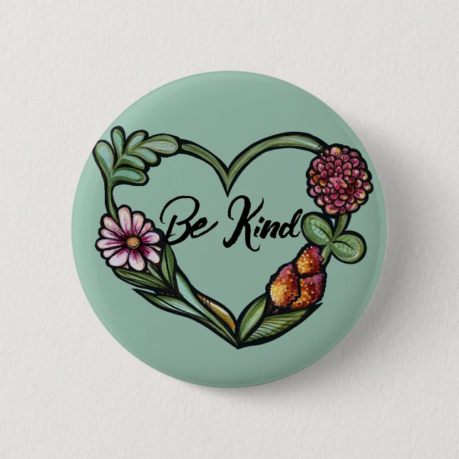 Flower Heart 6 Cm Round Badge (Front)