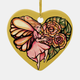 Flower Heart Fairy Garden Floral Gardening Fairies Ceramic Tree Decoration