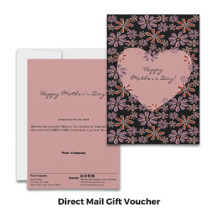 Flower Heart Happy Mother's Day Voucher Holiday Card
