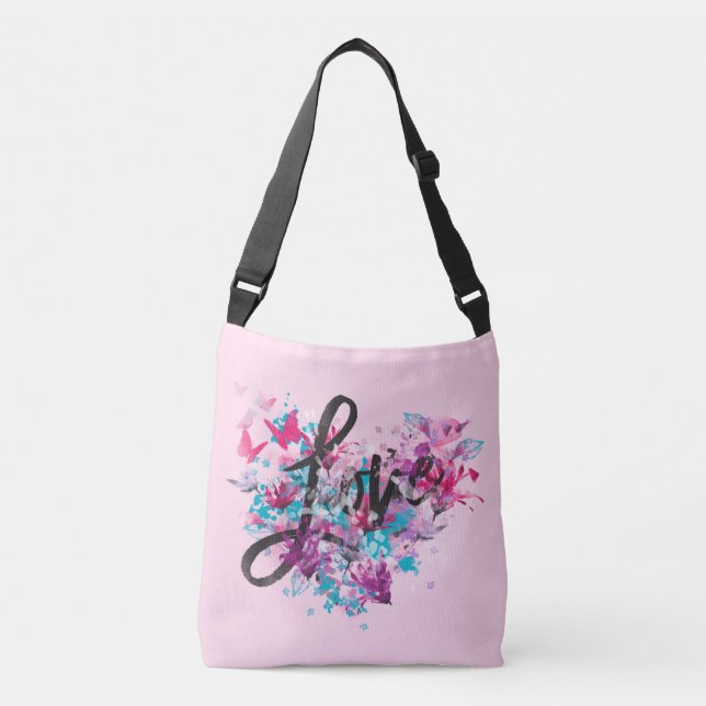 Flower Heart Love  Crossbody Bag (Front)
