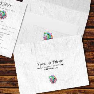 Flower Heart Mexican Wedding RSVP Card Envelope