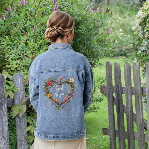 Flower Heart Personalised Girl Mum Jean Jacket