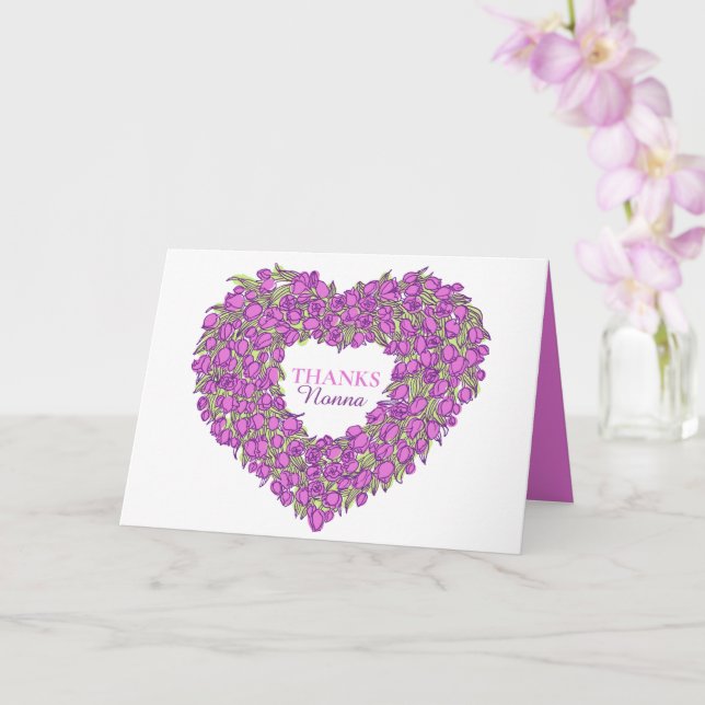 Flower heart purple tuilp art Nonna Mother's Day Card (Orchid)