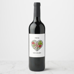 flower heart wine labels