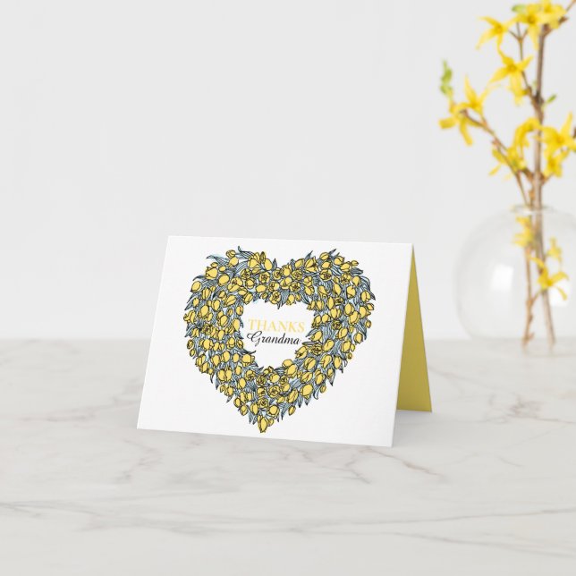 Flower heart yellow tuilp art Grandma Mother's Day Card (Yellow Flower)