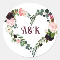 Flower hearth wreath MONOGRAMM boho burgundy  