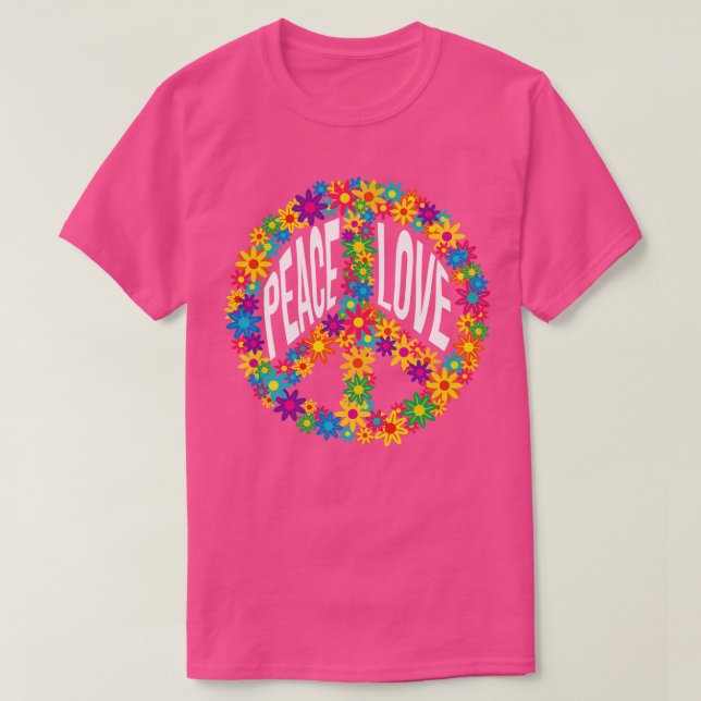 Flower Hippie Peace Sign T-Shirt (Design Front)