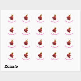 Flower & honey Happy Valentine's day customisable  Classic Round Sticker