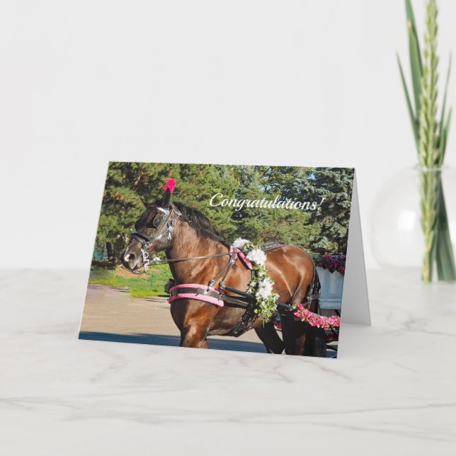 Flower Horse Congratulations Wedding Card (Front)
