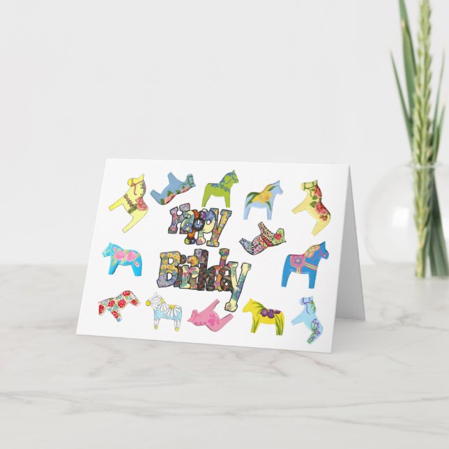 Flower Horses Birthday Card (Front)