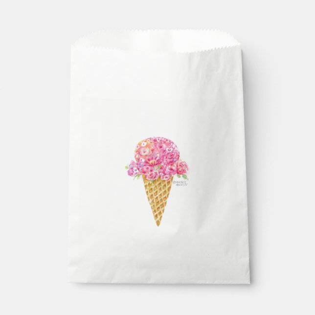 Flower Ice Cream Cone Favour Bags (Front)